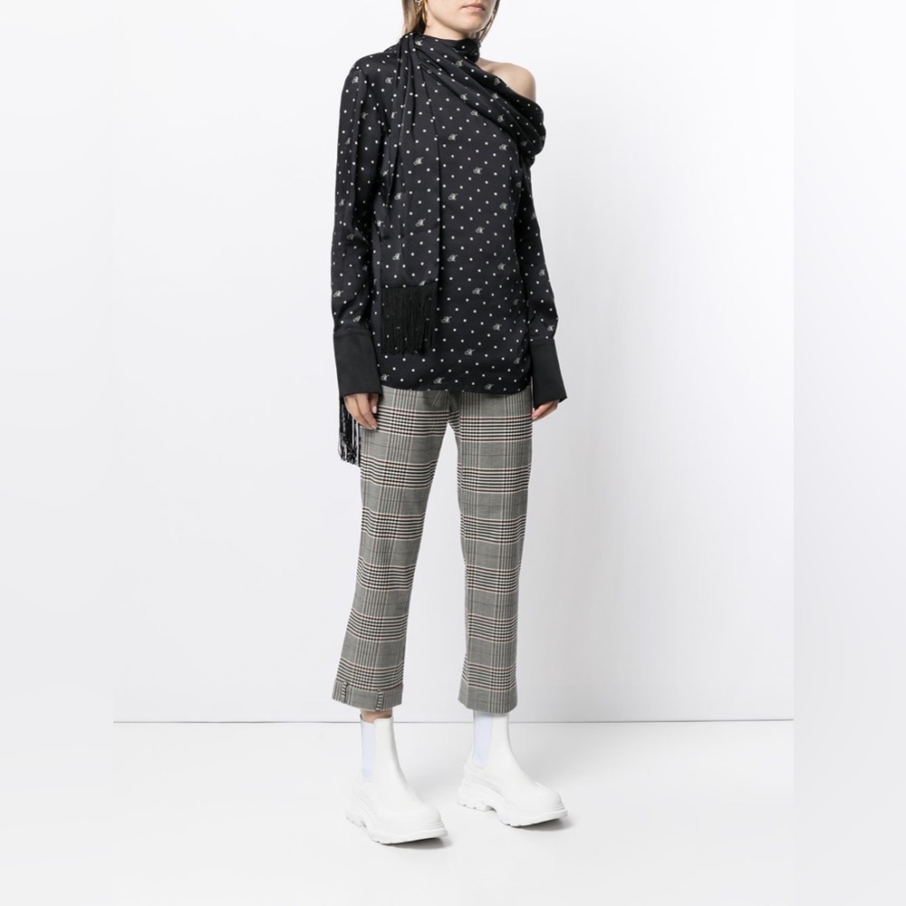 Monse Blue M Dot Drape Scarf Top Size 4 US $1,045